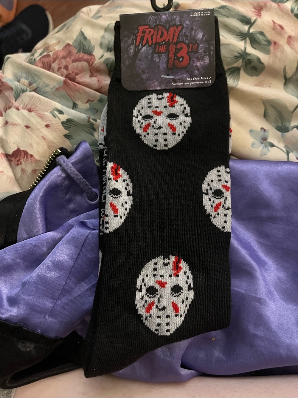 Friday the 13th Jason Voorhees Black Novelty Crew Socks